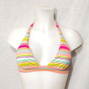 Victoria's Secret Multicolored Striped Padded Halter Bikini Top M Resort Chic